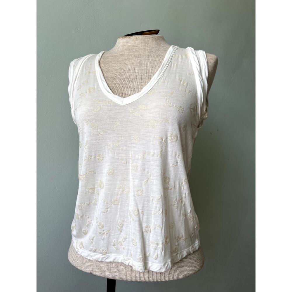 90s/Y2K Vintage Metallic Glitter Floral Tank Top by Emporio Armani - Size 10